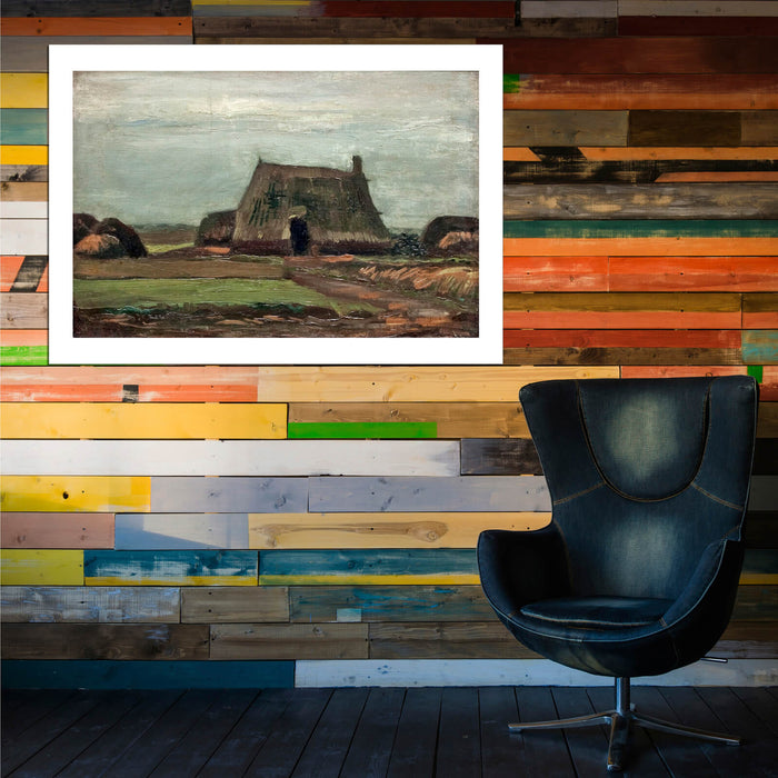 Vincent Van Gogh Farmhouse with Peat Stacks, 1883