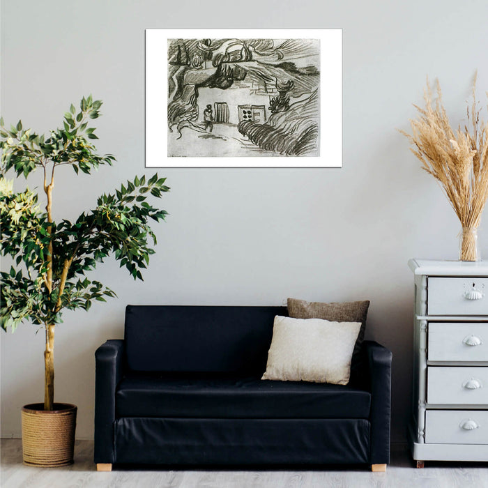 Vincent Van Gogh Houses among Trees with a Figure, 1890