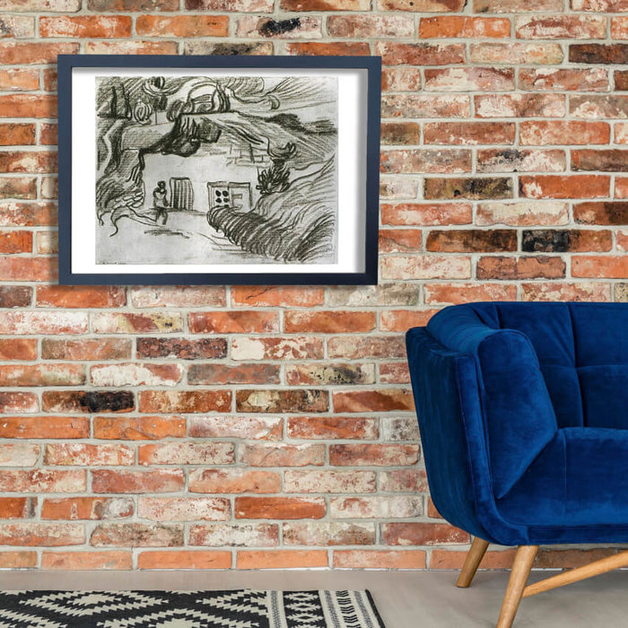 Vincent Van Gogh Houses among Trees with a Figure, 1890