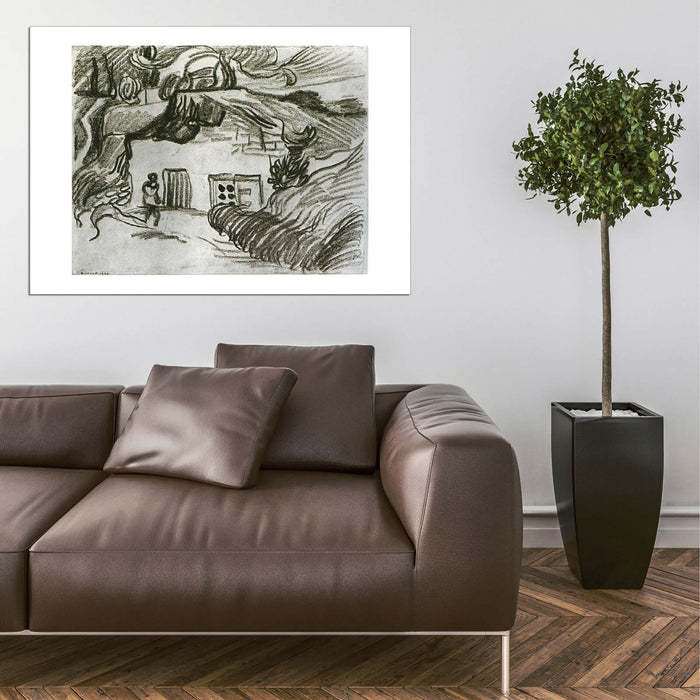 Vincent Van Gogh Houses among Trees with a Figure, 1890