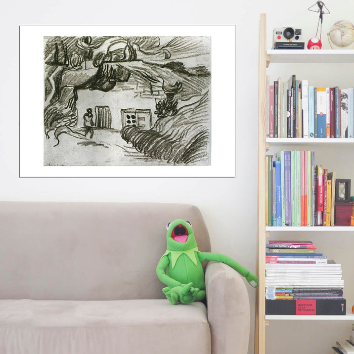 Vincent Van Gogh Houses among Trees with a Figure, 1890