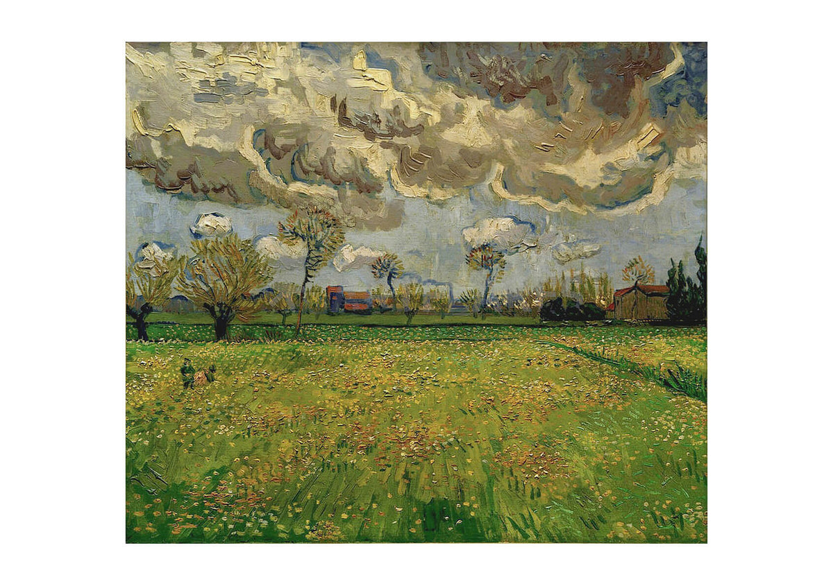 van gogh landscape under a stormy sky