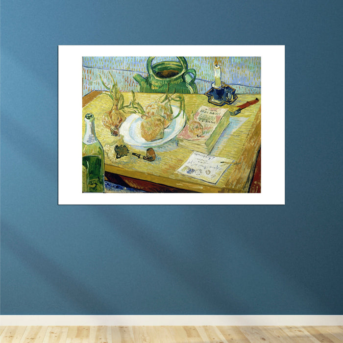Vincent Van Gogh Still Life - Drawing Board, Pipe, Onions and Sealing Wax, 1889