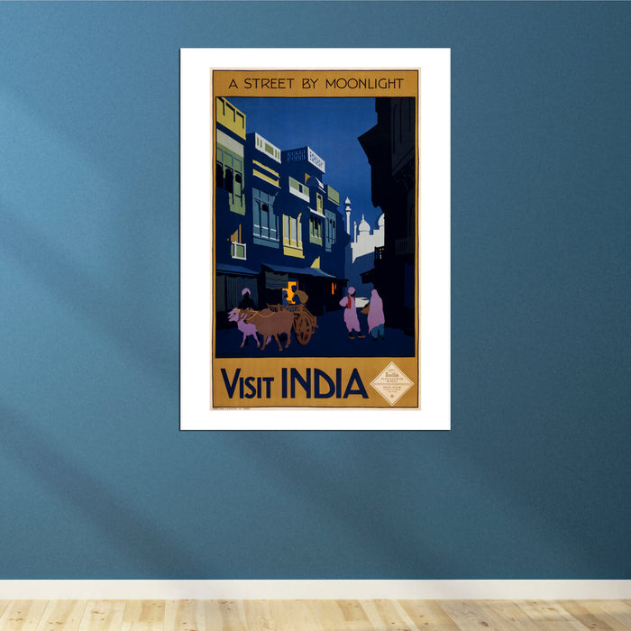 Visit India - A Street by Moonlight, 1920 Travel Poster