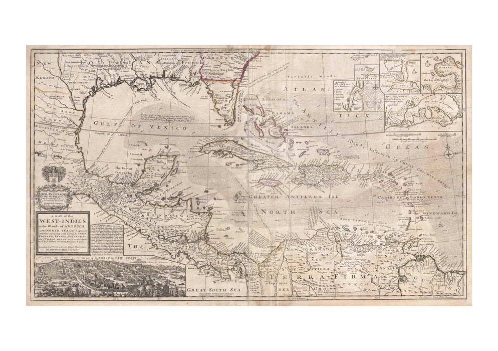 West Indies and South East Asia, Florida, Mexico Map Herman 1732