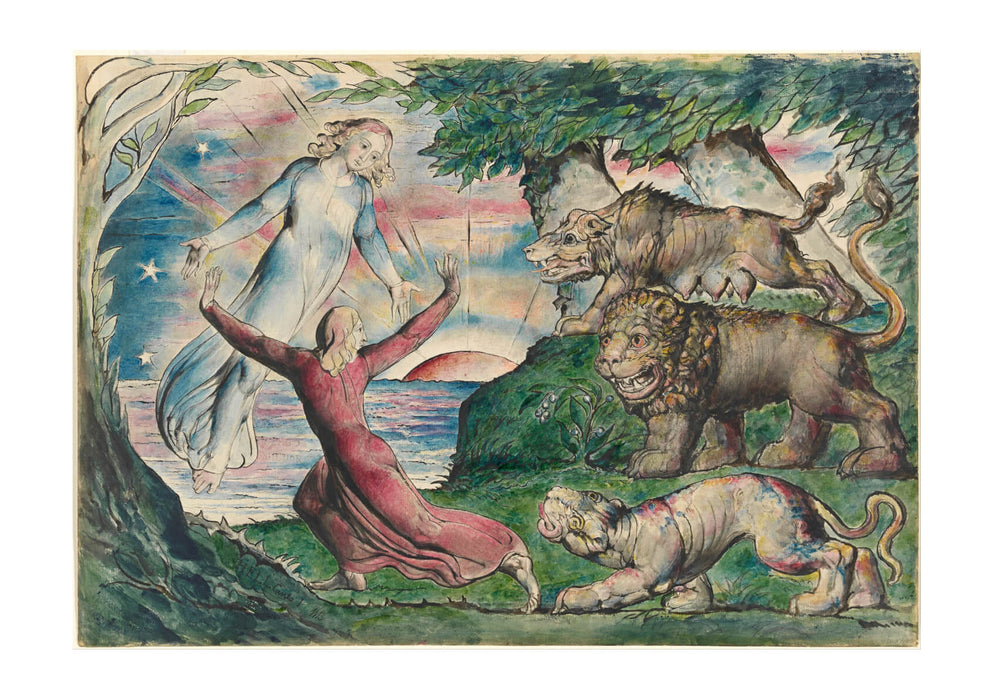 William Blake - Dante Running from the Three Beasts