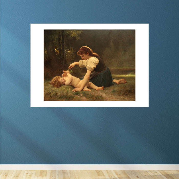 William Bouguereau - Nature's Fan- Girl with a Child (1881)